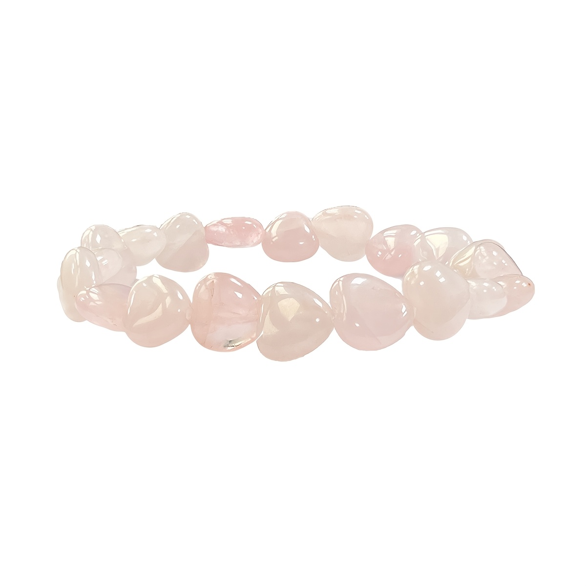 Women's Pink Rose Quartz Heart Bead Bracelet, Romantic Gift